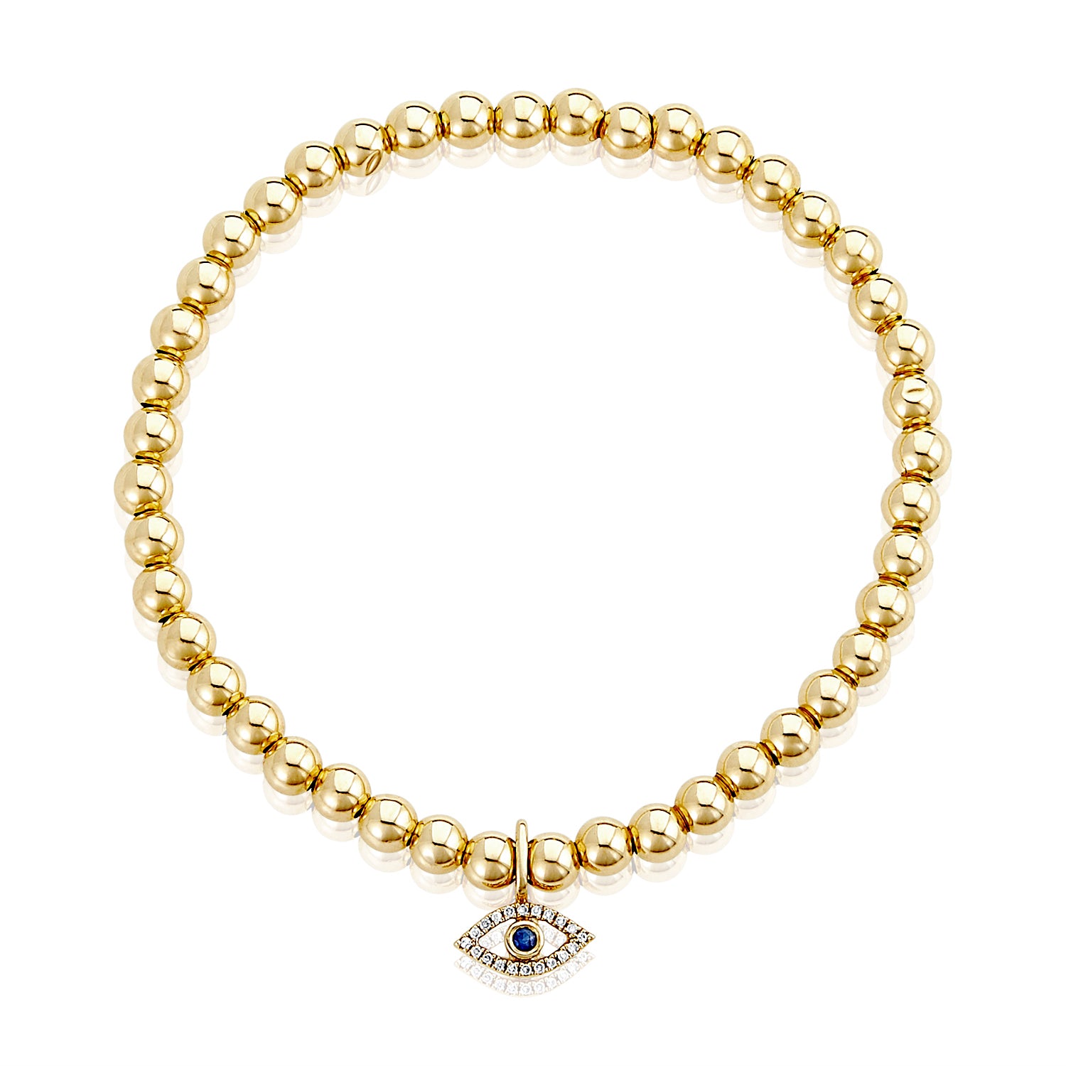 Gold Bracelet (1.83 gm), 14 KT Plain Yellow Gold Jewellery - Chic Evil Eye Gold Bracelet for Women. Length 7.25 inch.