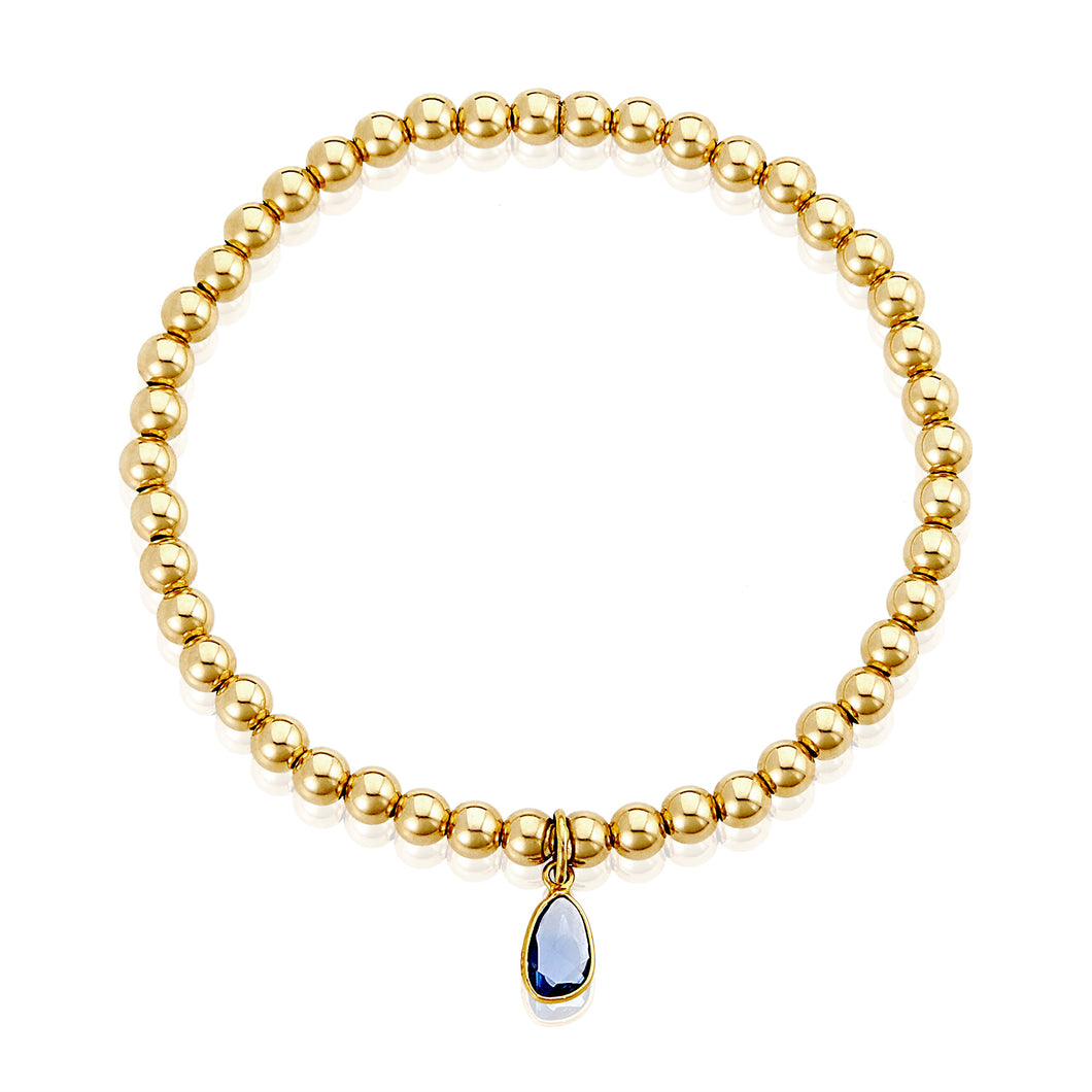 Blue sapphire 14k solid gold stackable bracelet
