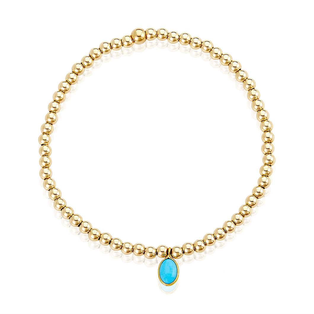 Turquoise 14k solid gold stackable bracelet