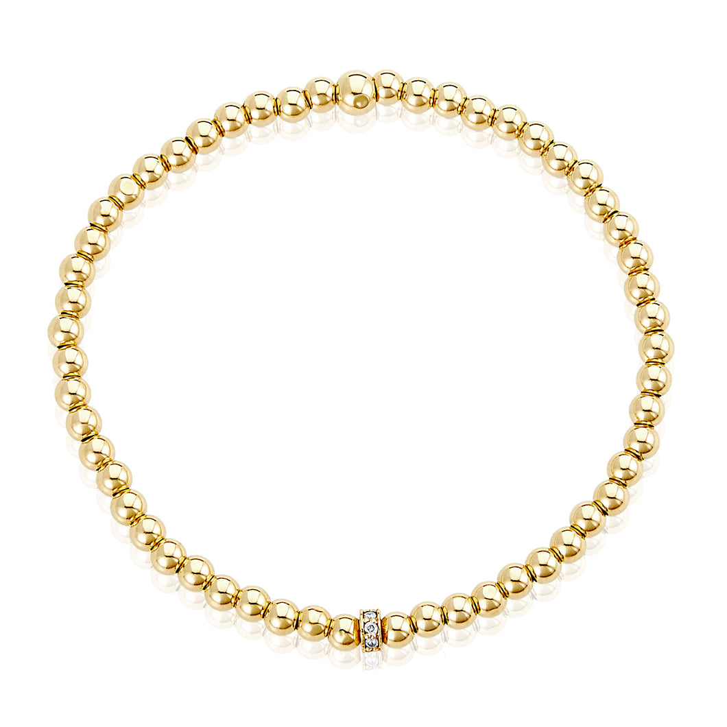 Diamond Rondelle 14k gold stackable bracelet - 3mm
