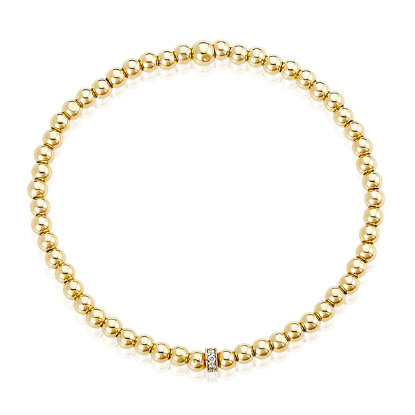 Diamond Rondelle 14k gold stackable bracelet - 3mm