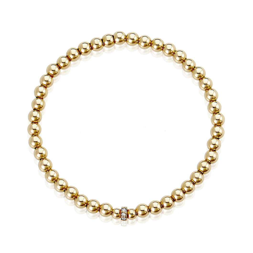 Diamond Rondelle 14k solid gold stackable bracelet